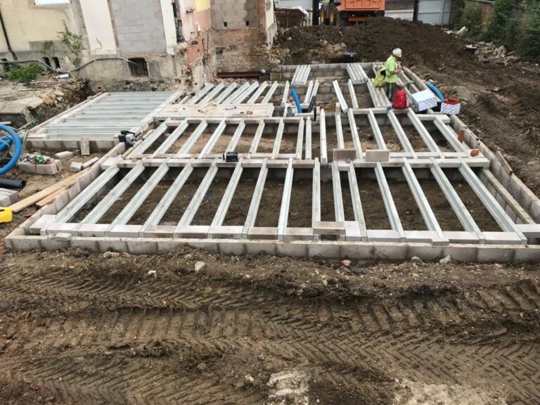 Beam and block floor beams being installed on a new build.